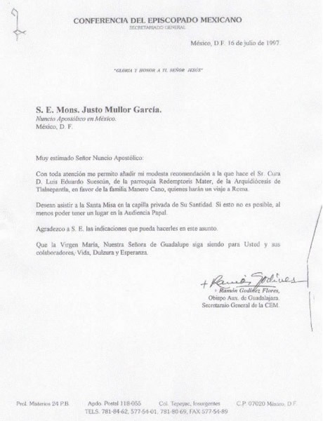 Carta de Conferencia del Episcopado Mexicano